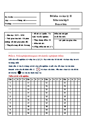 Đề kiểm tra học kỳ II môn Toán Lớp 8 - Ban cơ bản - Năm học 2019-2020 (Có đáp án)